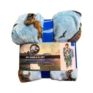 Jurassic World - Licensed Character Boys 3-Piece Robe & Pajama Set, Cozy Knit Po